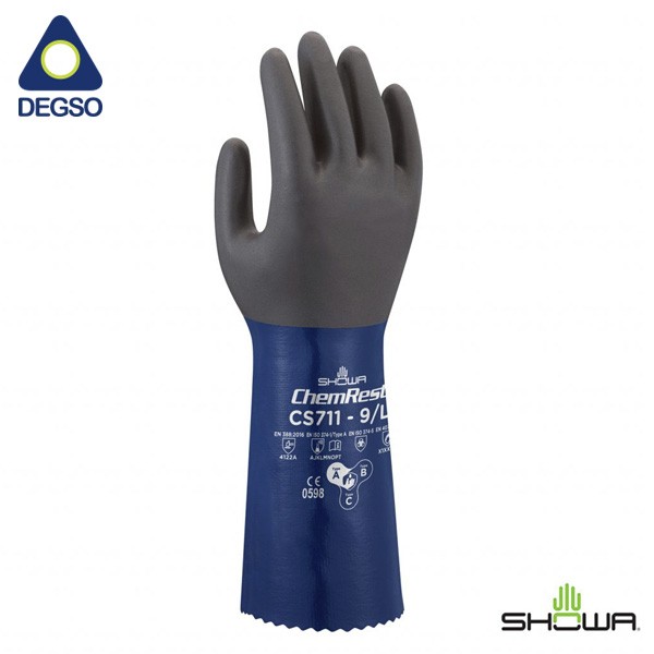 Guante recubierto de nitrilo para químicos SHOWA® CS711