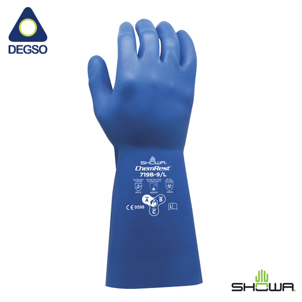 Guante de nitrilo para químicos SHOWA® 719B (Funda de 12 pares)