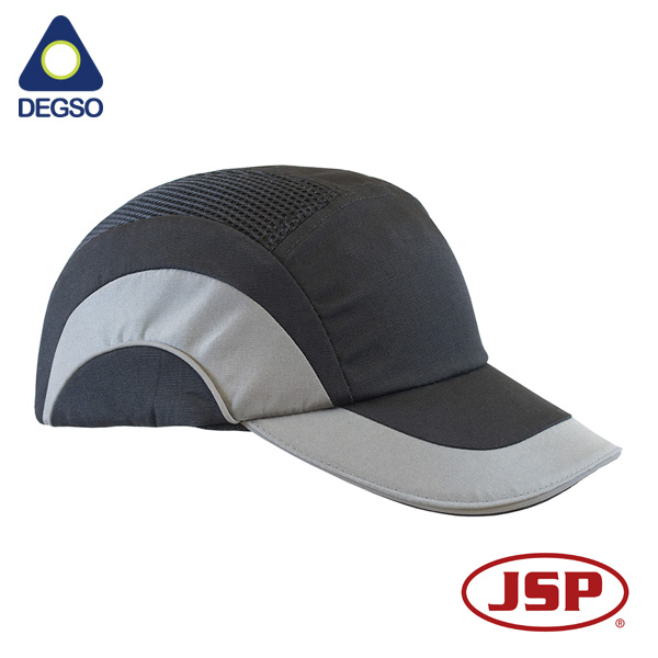 Gorra de seguridad JSP Hardcap™ A1+, color negro/gris, visera de 7 cm