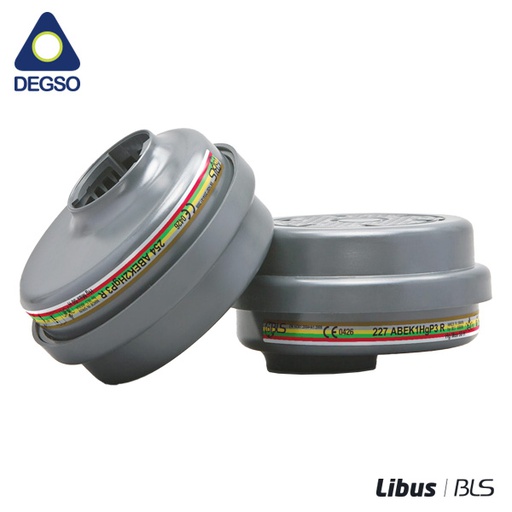 Cartucho combinado BLS 227 para partículas, gases y vapores orgánicos, inorgánicos, ácidos, amoníaco y mercurio ABEK1HgP3 R