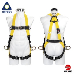 [HAWK412P-S/L] Arnés en H de 3 anillos. ANSI Z359.11-2021 y EN 361:2002 (rango talla S - L)