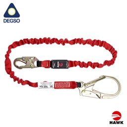 [HAWK651PC-6FT] Eslinga de vida simple elastizada de 1,8 m con gancho grande diámetro de apertura 60 mm. Con absorción tubular. Cumple ANSI Z359.13-2013
