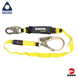 [HAWK651C-6FT] Eslinga de vida simple de 1,8 m con gancho grande diámetro de apertura 60 mm. Con paquete absorbedor. Cumple ANSI Z359.13-2013