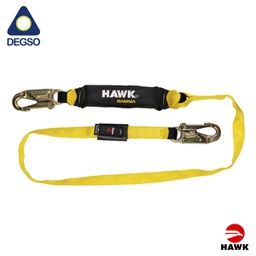 [HAWK601-1.80] Eslinga de vida simple elastizada de 1,8 m con gancho pequeño diámetro de apertura 19 mm. Con paquete absorbedor. Cumple EN 355:2002