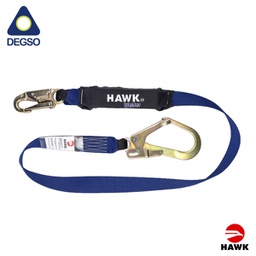 [HAWK651KN-1.80] Eslinga de vida simple de kevlar de 1,8 m con gancho grande diámetro de apertura 50 mm. Con paquete absorbedor. Cumple EN 355:2002 para temperaturas superiores a 426°C