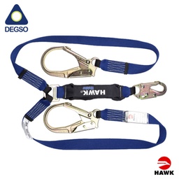 [HAWK671KN-1.80] Eslinga de vida doble brazo de kevlar de 1,8 m con ganchos grandes diámetro de apertura 50 mm. Con paquete absorbedor. Cumple EN 355:2002 para temperaturas superiores a 426°C