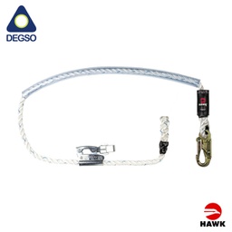[HAWK512PD-STD] Eslinga de posicionamiento de cuerda de 5/8&quot; regulable 1.08m-2.30m con gancho pequeño y sujetador de acero cumple EN 354:2011