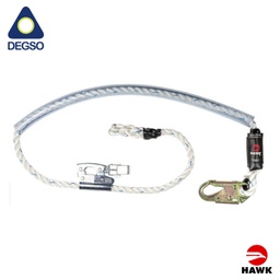 [HAWK512PDC-STD] Eslinga de posicionamiento de cuerda de 5/8&quot; regulable 1.08m-2.30m con gancho pequeño y sujetador de acero cumple ANSI Z359.3-2019