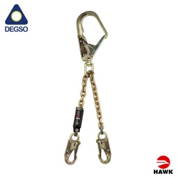 [HAWK692YG-STD] Eslinga de posicionamiento de cadena con gancho giratorio y conector de 60 cm de diámetro de apertura longitud 0,6 m cumple EN 354:2011