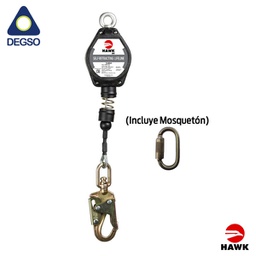 [HAWKH/RGS-M 10ft] Retráctil de cable de acero 3/16&quot; de 10 ft (3 m) con gancho pequeño cumple ANSI Z359.14-2014 UNE EN-360:2002 (incluye mosquetón)