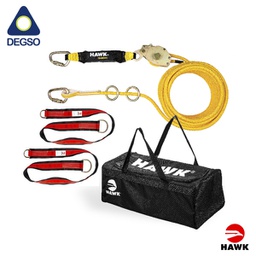 [HAWKKC H03-75FT] Kit de línea de vida horizontal temporal de 75 ft (22,5 m) cuerda de 5/8&quot; cumple EN 795:2012